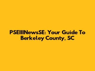 PSEIIINewsSE: Your Guide To Berkeley County, SC